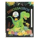 COLECAO RASPAR E COLORIR - DINOSSAUROS - 12 PAGINAS PARA RASPAR