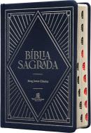 BIBLIA SAGRADA KING JAMES CLASSICA - LETRA GRANDE - TECIDO SOBRE CAPA DURA MARINHO - LUZES - PALAVRAS DE JESUS EM AZUL - INDICE DE DEDO - LEITURA PERFEITA - COM INTRODUCAO AOS LIVROS BIBLICOS