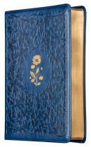 BIBLIA ACF COM ESPACO PARA ANOTACOES, COURO-SOFT AZUL COM FLORES EM BAIXO RELEVO, LEITURA PERFEITA